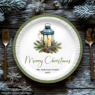 Klassieke Boho Kerstlantaarn in aardetinten Papieren Bordje