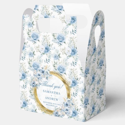 Klassieke Boho Lichtblauw Goud Wedding Favoriet Bo Bedankdoosjes (Geopend)