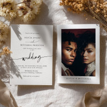 Klassieke Boho Minimalistische Script Trouwfoto