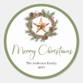 Klassieke Boho Neutrale Kleur Kerst Ronde Sticker (Voorkant)