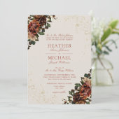 Klassieke Boho Terracotta Greenery Floral Wedding Kaart (Staand voorkant)