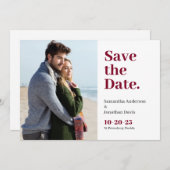 Klassieke Bold Burgundy Typografie Save The Date (Voorkant / Achterkant)