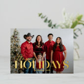 Klassieke Bold Foil Prettige Feestdagen Kaart (Staand Voorkant)