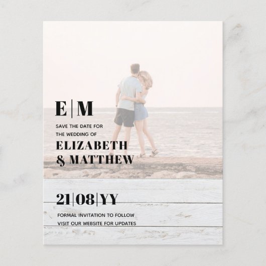 Klassieke BOLD FOTO OVERLAY Save the Dates BUDGET (Voorkant)