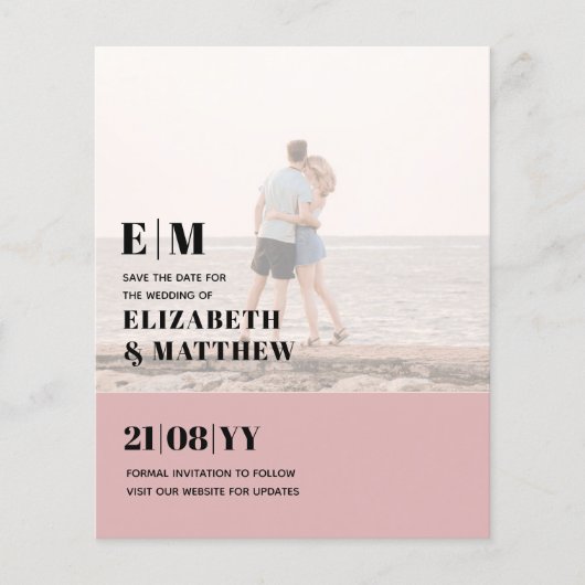 Klassieke BOLD FOTO OVERLAY Save the Dates BUDGET Flyer (Voorkant)