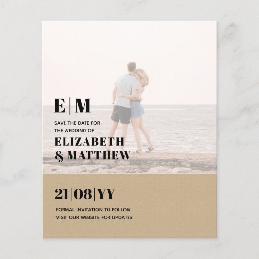 Klassieke BOLD FOTO OVERLAY Save the Dates BUDGET Flyer (Voorkant)