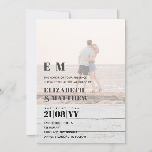 Klassieke BOLD FOTO OVERLAY Wedding Invite Kaart (Voorkant)