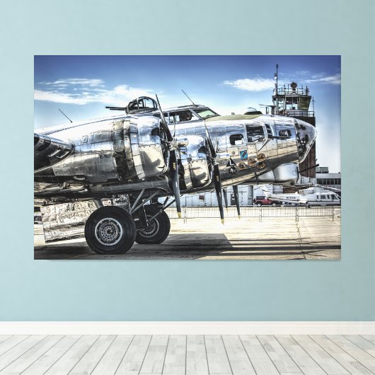 Klassieke bommenwerper b-17 canvas afdruk (Insitu (Houten vloer))