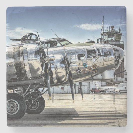 Klassieke bommenwerper b-17 stenen onderzetter (Voorkant)