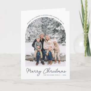 Klassieke Boog Prettig Kerstmis Fotokaart Midderna Feestdagen Kaart