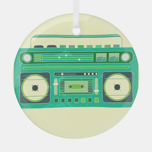 Klassieke Boom Box Vintage Afbeelding Glas Ornament (Voorkant)