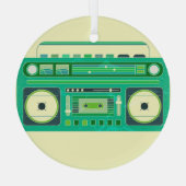 Klassieke Boom Box Vintage Afbeelding Glas Ornament (Achterkant)
