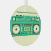 Klassieke Boom Box Vintage Afbeelding Glas Ornament (Voorkant Rechts)