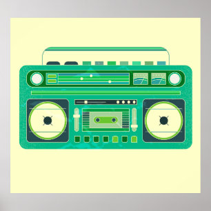 Klassieke Boom Box Vintage Afbeelding Poster