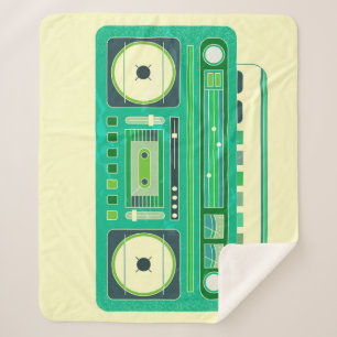 Klassieke Boom Box Vintage Afbeelding Sherpa Deken