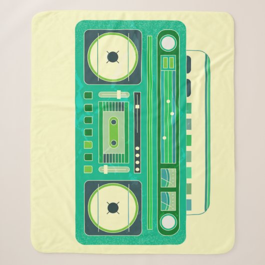 Klassieke Boom Box Vintage Afbeelding Sherpa Deken (Voorkant)
