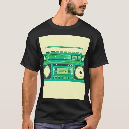 Klassieke Boom Box Vintage Afbeelding T-shirt (Voorkant)