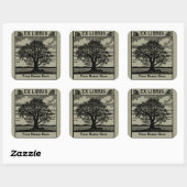 Klassieke Boom met Boeken Ex Libris Bookplate- Gro Vierkante Sticker (Vel)