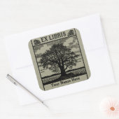 Klassieke Boom met Boeken Ex Libris Bookplate- Gro Vierkante Sticker (Envelop)