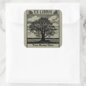 Klassieke Boom met Boeken Ex Libris Bookplate- Gro Vierkante Sticker (Tas)
