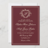 Klassieke bordeaux QR-code formele monogram bruilo Kaart (Voorkant)