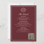 Klassieke bordeaux QR-code formele monogram bruilo Kaart (Achterkant)