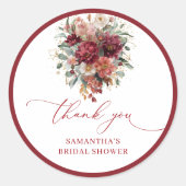 Klassieke bordeauxgroene herfst bruiloft sticker (Voorkant)