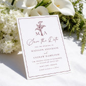 Klassieke bordeauxrood Calla Lily Monogram Huwelij Save The Date