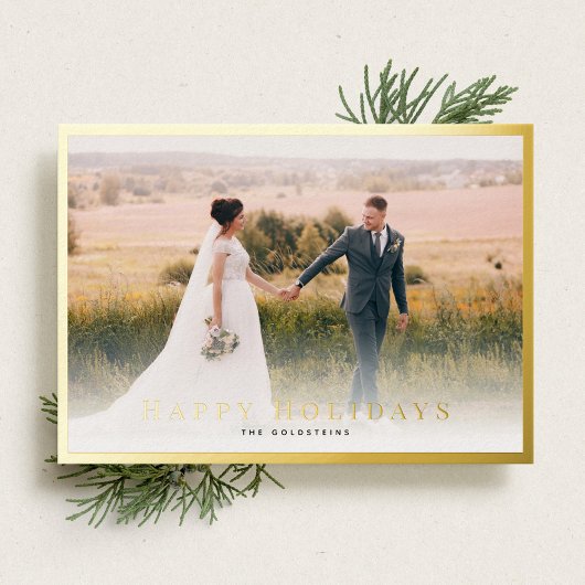 Klassieke Border Foto Holiday Gold Foil Kaart
