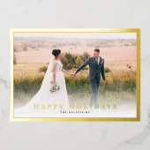Klassieke Border Foto Holiday Gold Foil Kaart (Voorkant)