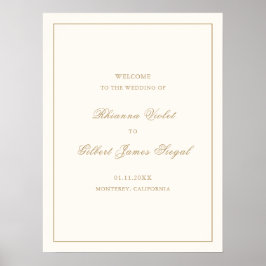 Klassieke Border Ivory en Gouden Tijdloze Trouwrin Poster