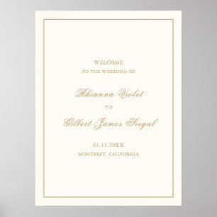 Klassieke Border Ivory en Gouden Tijdloze Trouwrin Poster