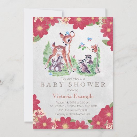 Klassieke bos-babyshower kaart (Voorkant)