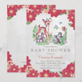Klassieke bos-babyshower kaart (Voorkant / Achterkant)