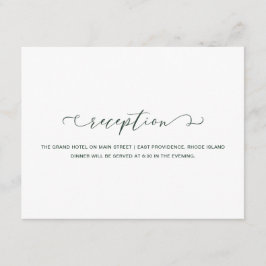 Klassieke Bos Groen en Wit Receptie Bruiloft Informatiekaartje