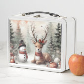 Klassieke bosrijke kerst herten / sneeuwpop (In situ)