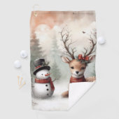 Klassieke bosrijke kerst herten / sneeuwpop golfhanddoek (Insitu)