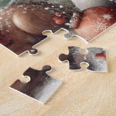 Klassieke bosrijke kerst herten / sneeuwpop legpuzzel (Zijkant)