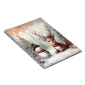 Klassieke bosrijke kerst herten / sneeuwpop notitieboek (Rechterzijde)