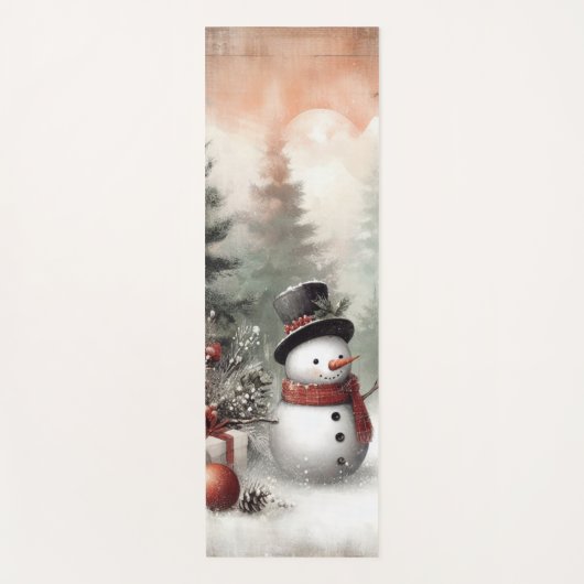 Klassieke bosrijke kerstsneeuwman yogamat (Voorkant)
