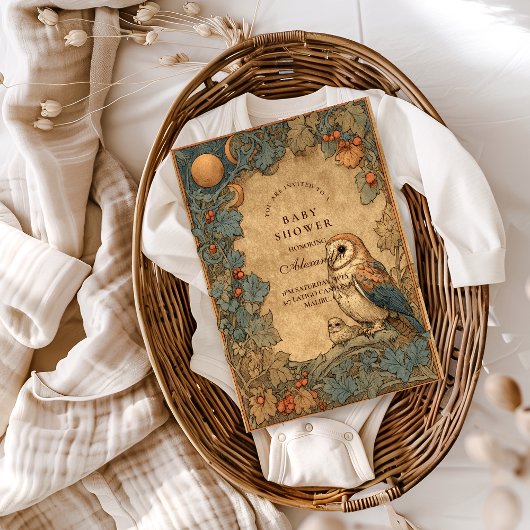 Klassieke bosuil-babyshower kaart