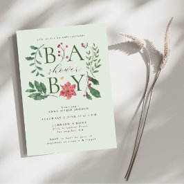 Klassieke Botanische Baby Shower 'Baby Winter Bloe Kaart