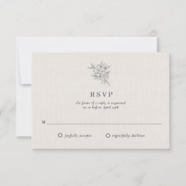 Klassieke botanische beige bruiloft RSVP kaartje