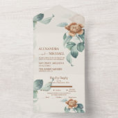 Klassieke Botanische Bloem Bruiloft Alles In Eén U All In One Uitnodiging (Binnen)