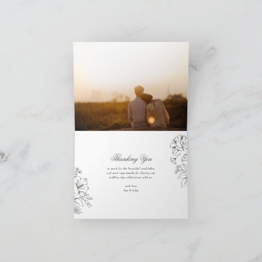 Klassieke Botanische Bloemen Bruiloft Bedankkaart (Binnen)