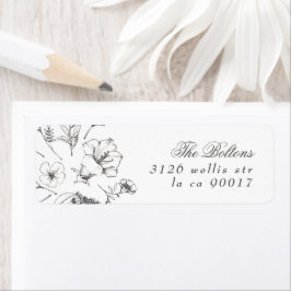 Klassieke Botanische Bloemen Bruiloft Retouradres Etiket