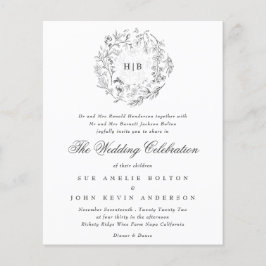 Klassieke botanische bloemen budget bruiloft met m flyer