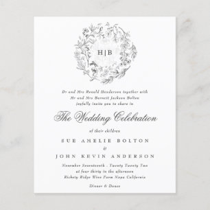 Klassieke botanische bloemen budget bruiloft met m flyer