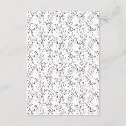 Klassieke Botanische Bloemen Huwelijksreceptie Informatiekaartje (Achterkant)