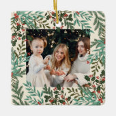 Klassieke Botanische Bloemen Kerstmis Twee foto Keramisch Ornament (Voorkant)